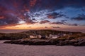 Homes in a little town on the rocky Atlantic Ocean Coast. Royalty Free Stock Photo