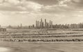 Homes of Palm Jumeirah with Dubai Marina as background - Aerial Royalty Free Stock Photo