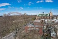 Neighborhood Skyline of Astoria Queens New York with Homes and the Hell Gate Bridge