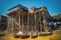 Homes on stilts on the floating village of Kampong Phluk Royalty Free Stock Photo