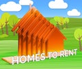 Homes To Rent Displays Real Estate 3d Illustration