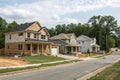 Homes under construction with completed homes Royalty Free Stock Photo