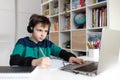 Homeschooled boy having online class Royalty Free Stock Photo