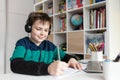 Homeschooled boy having online class Royalty Free Stock Photo