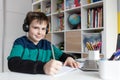 Homeschooled boy having online class Royalty Free Stock Photo