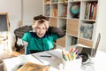 Homeschooled boy under stress Royalty Free Stock Photo