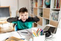 Homeschooled boy under stress Royalty Free Stock Photo