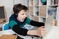 Homeschooled boy under stress Royalty Free Stock Photo