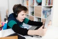 Homeschooled boy under stress Royalty Free Stock Photo
