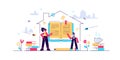 Homeschooling vector illustration. Flat tiny