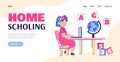 Homeschooling for children homepage or landing page cartoon vector illustration. Royalty Free Stock Photo