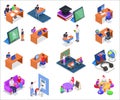 Homeschooling Isometric Set Royalty Free Stock Photo