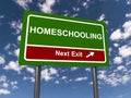 homeschooling next exit traffic sign on blue sky Royalty Free Stock Photo