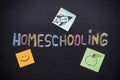 Homeschooling writing on blackboard