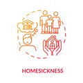 Homesickness red gradient concept icon.