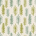 Homespun Naive Forest Fir Tree Pattern. Seamless Background for Christmas Holidays Texture. Winter Hand Drawn Paper Cut Wood Royalty Free Stock Photo