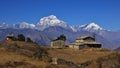 Homestead in the Himalayas, mount Dhaulagiri Royalty Free Stock Photo