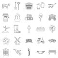 Homestead icons set, outline style