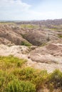 Homestead Overlook in Badland national park during summer. From grassland to valley. Badland landscape South Dakota Royalty Free Stock Photo