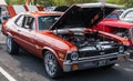 A 1972 Chevrolet Nova coupe on display at a car show in Homestead, Pennsylvania, USA