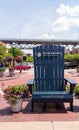 Homestead, Pennsylvania, USA 7/5/20 An oversized adirondack chair in a sitting area in the Waterfront shopping complex