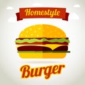Homestyle burger banner concept. Vector Royalty Free Stock Photo