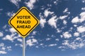 Voter fraud ahead traffic sign on white Royalty Free Stock Photo