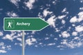 archery traffic sign on blue sky Royalty Free Stock Photo