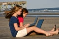 Homework on the beach Royalty Free Stock Photo