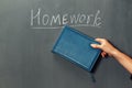 Homework on a blackboard Royalty Free Stock Photo