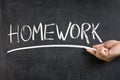 Homework Blackboard Hand Chalk Royalty Free Stock Photo