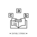 Homework book line icon. Editable illustration