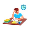 Homework Doing Confused Schoolboy Education Vector Illustration Royalty Free Stock Photo