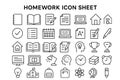 Homework Icon Set Vector Collection for Assignments and Practice Work Student Learning Royalty Free Stock Photo