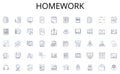 Homework line icons collection. Education, Learning, Career, Specialization, Graduate, Degree, Mastery vector and linear