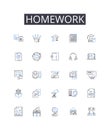 Homework line icons collection. Transformation, Development, Discovery, Enlightenment, Empowerment, Progress, Reflection