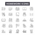 Homework line icons, signs, vector set, outline illustration concept