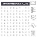 Homework line icons, signs, vector set, outline illustration concept