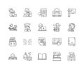 Homework line icons, signs, vector set, outline illustration concept