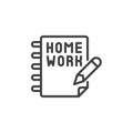 Homework notebook line icon