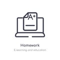 homework outline icon. isolated line vector illustration from e-learning and education collection. editable thin stroke homework