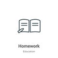 Homework outline vector icon. Thin line black homework icon, flat vector simple element illustration from editable education