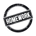 HOMEWORK text on black grungy round stamp