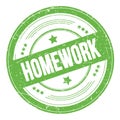 HOMEWORK text on green round grungy stamp