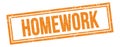 HOMEWORK text on orange grungy vintage stamp