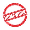 HOMEWORK text on red grungy round stamp