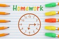 Homework time message on ruled paper