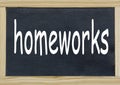 Homeworks written on a chalkboard Royalty Free Stock Photo