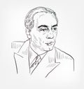 Homi Jehangir Bhabha famous Indian nuclear physicist, founding director vector sketch portrait