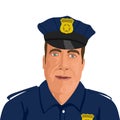 Close-up portrait of an American policeman in uniform. Royalty Free Stock Photo